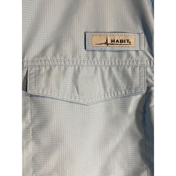 Habit 40+ Men's Solar Factor Short Sleeve Button Up Shirt Size M Light Blue - Picture 4 of 12